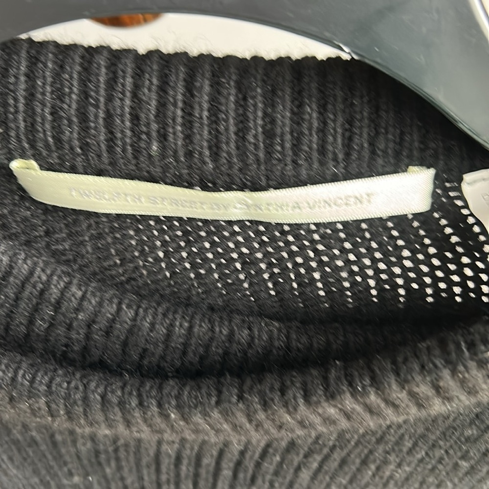Cynthia Vincent Black Crew Neck Sweater with Gold Buttons/Accents - Picture 4 of 6